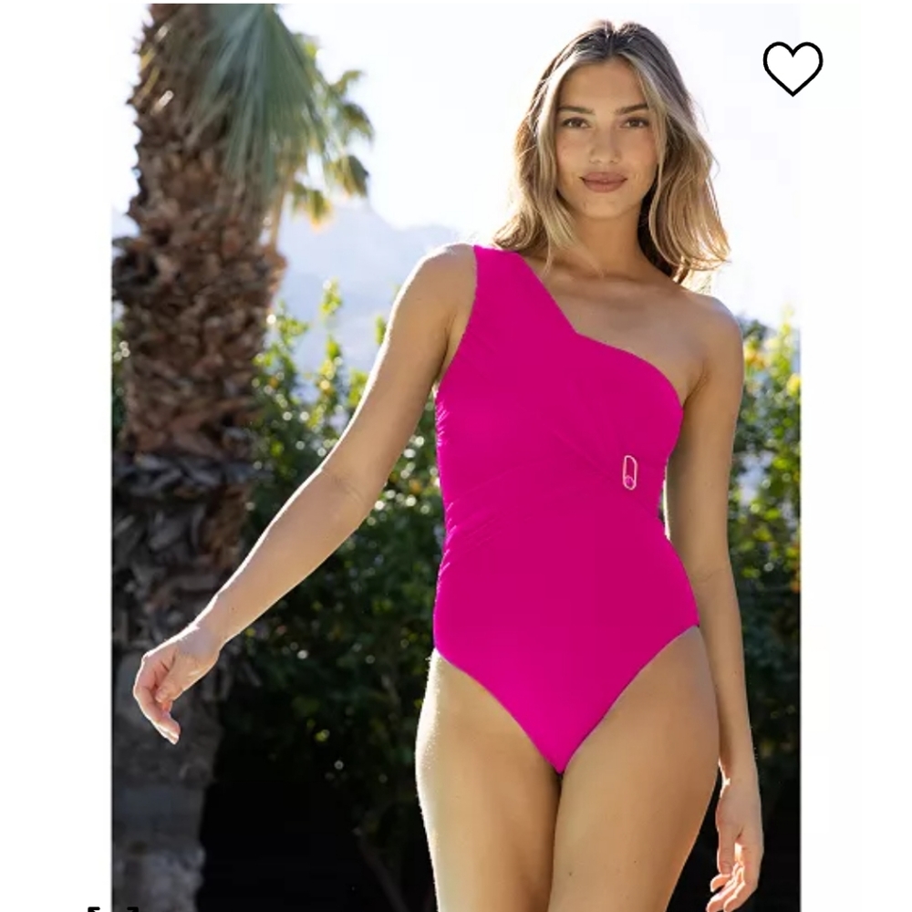 NWT Trina Turk Monaco Asymmetrical Spritz Pink One Piece Swimsuit 2